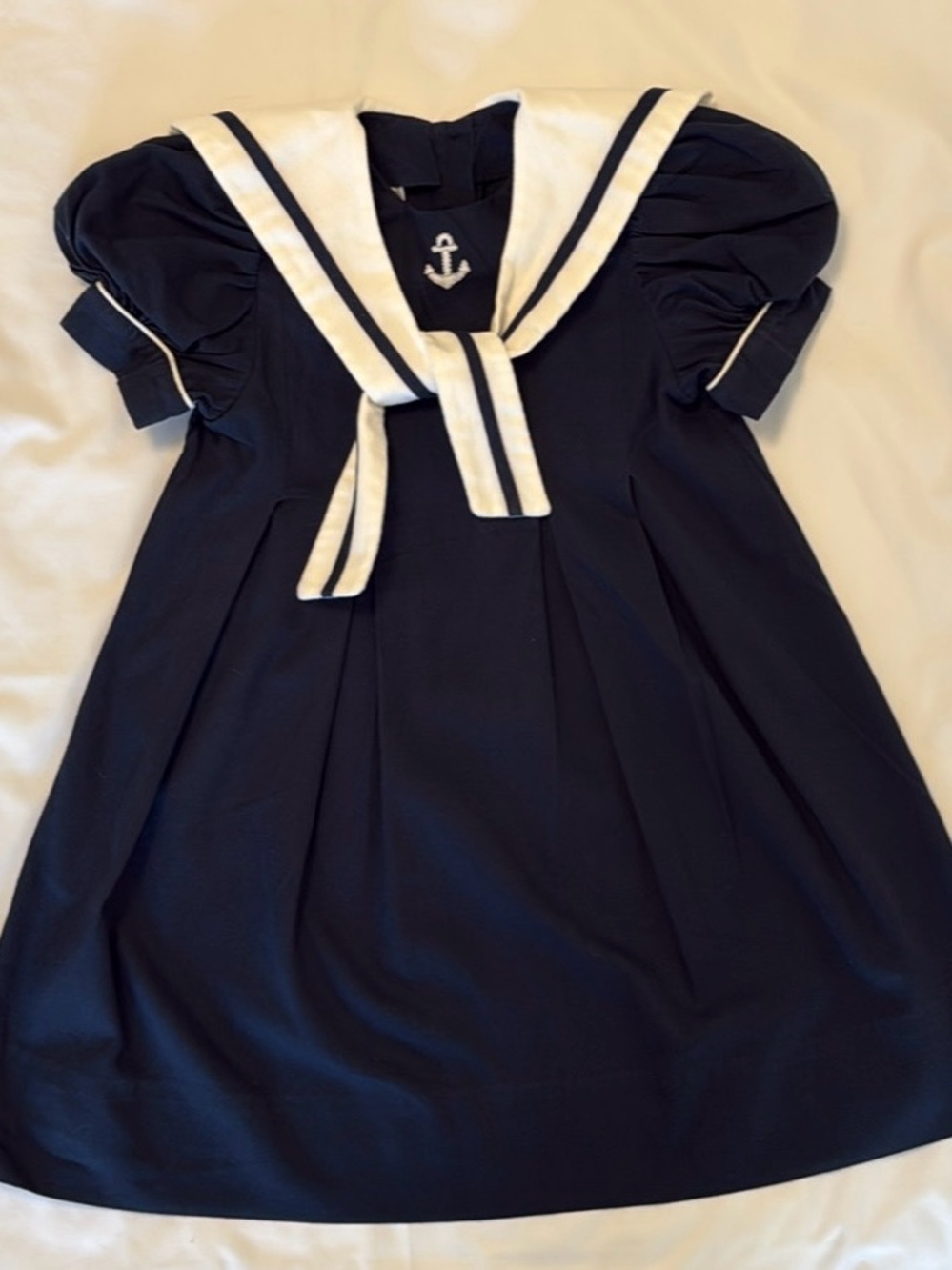Strasburg Navy Dress with White Sailor Collar and Anchor